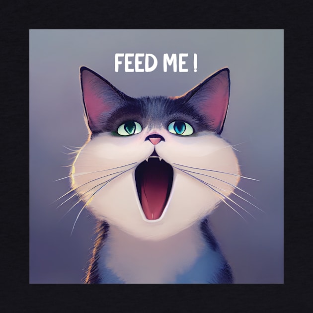 Feed Me! Hungry Cat Print by Geminiartstudio